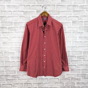 Seize Sur Vingt Men's Red Check Button up Shirt Long Sleeve Size 16 1/2 35